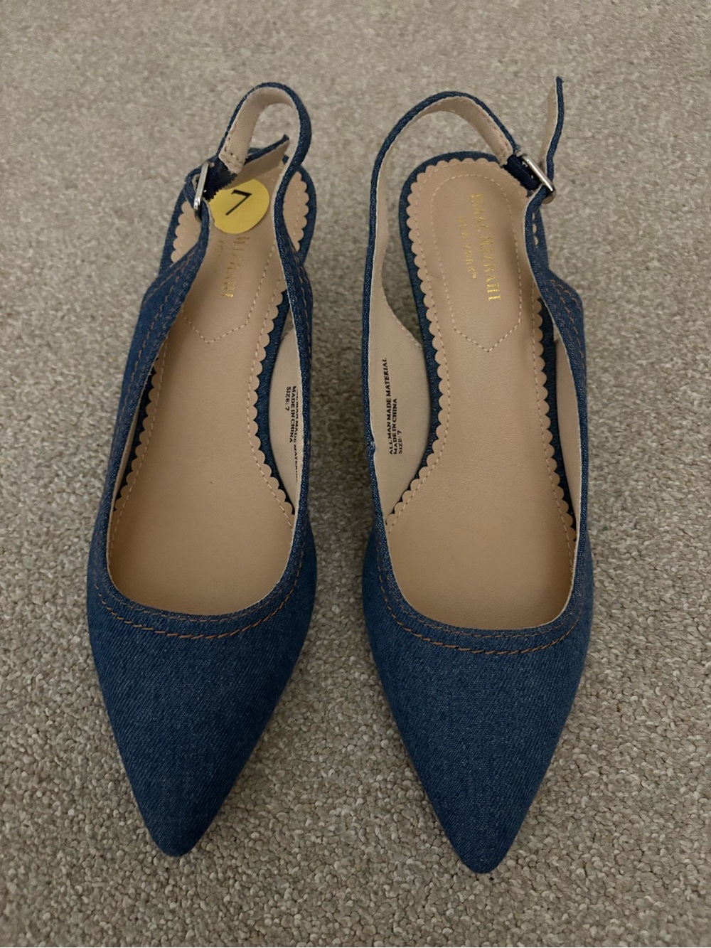 Isaac Mizrahi Denim Pointed Slingback kitten heels